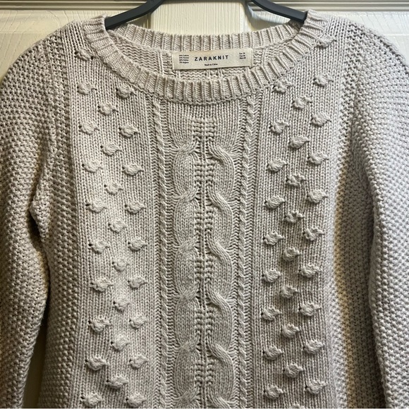 ZARA Women's Gray Knit Pullover Sweater Size M Long Sleeve Casual - Picture 2 of 8